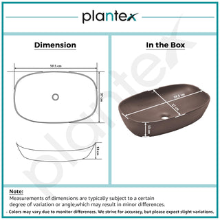 Plantex Ceramic Basin for Bathroom/Table Top Ceramic Wash Basin/Washbasin Sink for Bathroom (Matt Brown - 24 x 15 x 5.5 Inch)
