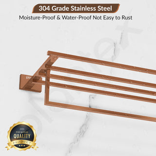 Plantex 304 Grade Stainless Steel 24 inch Towel Rack for Bathroom/Towel Stand/Hanger/Towel Bar/Bathroom Accessories - Benz (Rose Gold)