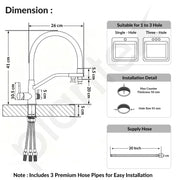 Plantex Flexible Tap for Kitchen Sink/Pure Brass Dual Flow Pull Out Sink Mixer Tap Hot and Cold/Movable/Rotable Water Mixer Faucet - (7904, Chrome)
