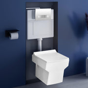 Plantex Ceramic Commode with Conceal Flush Tank/Wall Hung Commode with Dual Flush Tank with accessories/Square Toilet with Soft Closing Toilet Seat – (White)