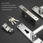 Plantex Door Lock for Main Door/Mortise Lock with 3 Keys/Brass Lock Body & Cylinder/Door Handle Set with 3 Year Warranty - (8136, Matt)