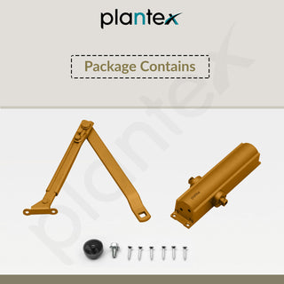Plantex Aluminium Door Closer - Hydraulic Automatic Soft Close for Hotel/Home/Office - ISO 9001 Certified (MI-200, Capacity - 55 kg, Golden)