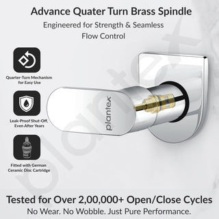 Plantex Pure Brass ORN-206 Angular Concealed Stop Cock/Concealed Stop Valve Tap For Bathroom With Teflon Tape & Adjustable Brass Wall Flange - 15mm (Mirror-Chrome Finish)