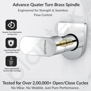 Plantex Pure Brass ORN-206 Angular Concealed Stop Cock/Concealed Stop Valve Tap For Bathroom With Teflon Tape & Adjustable Brass Wall Flange - 15mm (Mirror-Chrome Finish)