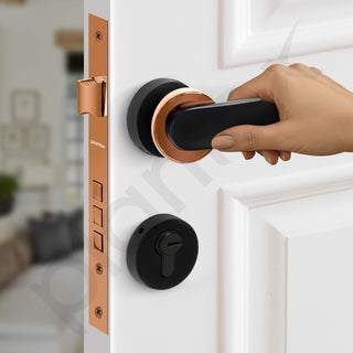 Plantex Door Lock for Home/Main Door Lock Set with 3 Computerized Key/Mortise Lock for Door with Brass Lock Body & Cylinder (SM037, Rose Gold & Black)