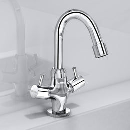 Plantex Pure Brass Basin Sink Mixer Tap Hot and Cold/Mixer Tap for Bathroom/Wash Basin Tap with Teflon Tape -7 Year Warranty by Plantex (ICO-909-Chrome)