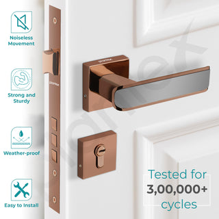 Plantex Brass Premium Door Lock With 3 Years Of Warranty/Main Door Lock For Home/Mortise Lock For Door - Main Door Lock Set (7112 - PVD Choco & Satin Black)