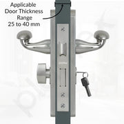 Plantex Door Lock Handle Set/Main Door Lock with 3 Years of Warranty/Mortise Lock with 6-Lever Lock Mechanism (8134 - Satin Steel & Chrome)