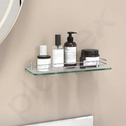 Plantex Multipurpose Transparent Glass Shelf for Bathroom/Living Room Wall Mount - Bathroom Accessories (Polished - 15x6 Inches - Pack of 1)