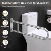 Plantex Stainless Steel 24 Inch U-Shape Handle for Bathroom Support/Bedside Anti-Slip Shower Grab Bar for Bathroom/Space-Saving Safety Bar for Shower/Toilet- (2046, Chrome)