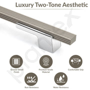Plantex Aluminium Cabinet Handle/900mm Wardrobe Handle for Home/Cupboard Door Pull-Push Handles for Office - Pack of 2 (DTC-5580, Satin White & Chrome)