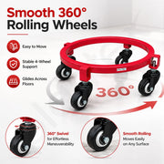 Plantex Cylinder Trolley with Wheels/Heavy Duty GI Steel Gas Stand with 4 Caster Wheels/Cylinder Stand for Home/Kitchen/Restaurant/LPG Gas Stand Trolley (Red, Pack of 1)