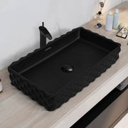 Plantex Ceramic Wash Basin for Bathroom/Table Top Ceramic Basin/Washbasin for Bathroom (Black - 24 x 14 x 5 Inch)