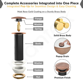 Plantex Pure Brass Waste Coupling for Wash Basin/ 5 inch Drain Out let System Full Thread Pop up Matt Waste Coupling for Wash Basin - Pack of 1 (Matt Rose Gold)