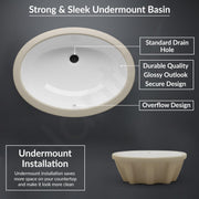 Plantex Under Mount Basin for Bathroom/Undercounter Ceramic Wash Basin with 10 Years Glaze Warranty by Plantex/Basin for Home/Hotel (22.5x17x4.5 Inch - White-Zola)