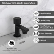 Plantex Pillar Tap for Wash Basin with Water Saving Aerator and Brass Spindle/Quarter Turn Basin Tap with Teflon Tape/Pillar Cocke for Wash Basin - Pack of 1 (Black)