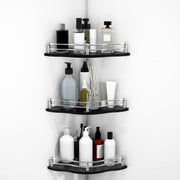 Plantex Premium Black Glass Shelf for Living Room / Bathroom Glass Shelf / Kitchen Corner Shelf Wall Mount Flower Shape - Premium Bathroom Organizer (9x9 Inches - Pack of 3)