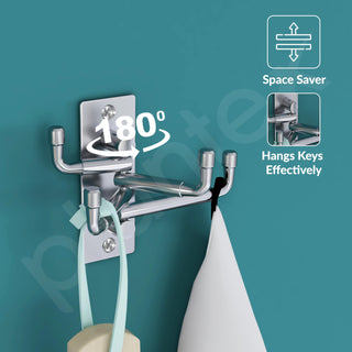 Plantex 4 Pin Stainless Steel Flexible Wall Hooks/Wall Hooks for Hanging Strong/Cloth Wall Hanger/Bathroom Accessories - Pack of 2 (Matt)