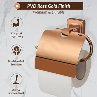 Plantex 304 Grade Stainless Steel Toilet Paper Holder/Stand for Toilet Paper Roll/Tissue Paper Holder - Decan (Rose Gold)