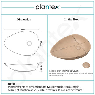Plantex Table Top Wash Basin for Bathroom/Oval Countertop Vessel Sink Basin for Home/Office/Designer Ceramic Basin (Peach,22 x 15.5 x 5 Inch)