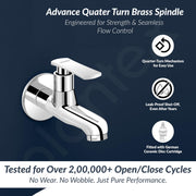 Plantex Pure Brass Bib Cock for Bathroom/Long Body Taps/Wall Mount Tap for Wash Basin with Teflon Tape & Wall Flange - Pack of 1 (Chrome, 3525)