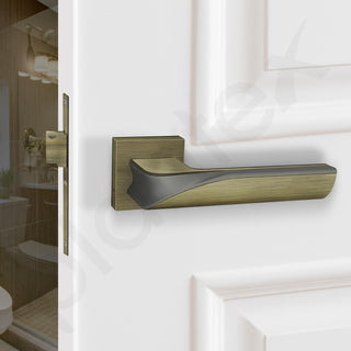 Plantex Heavy Duty Door Lock Bathroom Door Lock/Mortise Keyless Handle Set for Home/Bathroom/Store Room/Balcony/Office with Baby Latch (7086 – Brass Antique/Satin Black)