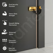 Plantex Door Chain with Baby Latch/Door Chain Lock for Main Door/Latch Lock for Door/Heavy Duty Door Safety Guard Lock for Home, Hotel & Office Security â€“ Pack of 1 (DTK-294-Gold)