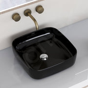 Plantex Premium Ceramic Tabletop Washbasin/Black Countertop Wash Basin/Tabletop Basin for Bathroom/Small Wash Basin (16 x 16 x 5 Inch)