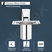 Plantex 304 Grade Stainless Steel Tumbler Holder/Tooth Brush Holder for Bathroom Accessories - Crystal (Chrome)