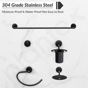 Plantex 304 Grade Stainless Steel Bathroom Accessories Set of 5 - Towel Rod/Hand Napkin Hanger for Wash Basin/Soap Case/Toothbrush Holder/Robe Hook - Daizy (Black)