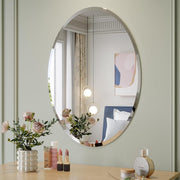 Plantex Unframed Unframed Oval Mirror for Wall/Mirror with Beveled Smooth Edges/Mirror for Bathroom/Dressing Room/Living Room/Bedroom/Entryway - (18x12 Inch), White