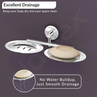 Plantex Stainless Steel Double Soap Holder for Bathroom/Soap Stand/Dual Soap Dish/Soap Storage/Bathroom Accessories - (Chrome)
