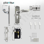 Plantex Door Lock Handle Set/Main Door Lock with 3 Years of Warranty/Mortise Lock with 6-Lever Lock Mechanism (8134 - Satin Steel & Chrome)