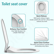 Plantex Polypropylene Toilet Seat/Western Toilet Seats For Bathroom/Soft Closing Toilet Seat/Seat For Commode - Round (Glossy White)