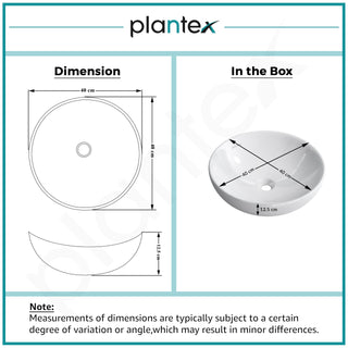 Plantex Platinum Ceramic Table Top Wash Basin/small Basin for Bathroom with 10 Years Glaze Warranty by Plantex (15.5 x 15.5 x 5 Inch - White)