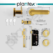 Plantex Brass Premium Door Lock With 3 Years Warranty - Main Door Knob for Home, Mortise Lock Set With PVD Gold Finish