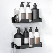 Plantex Bathroom Organiser Without Drill/Self Adhesive Bathroom Shelf/Stainless Steel Shelf For Bathroom- Pack of 2 (10x4 Inch,Black)