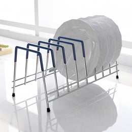 Plantex Stainless Steel Plate Stand for Kitchen Cabinet/10 Slot Plate Rack for Kitchen/6-Inch Rubber-Gripped Dish Stand(Size-6Inches, Slot- 10, Pack of 1)
