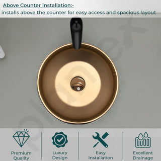 Plantex Ceramic Table Top Wash Basin for Bathroom/Countertop Vessel Sink Basin/Round Washbasin - Indo-European Collection (16 x 16 x 6.5 Inch)