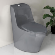 Plantex Imported Ceramic Commode/Rim Siphonic Vaccum Jet Flush Western Commode/One Piece Western Toilet with Soft Close Toilet Seat - S Trap (Glossy Grey)