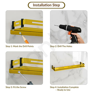 Plantex Shelf for Bathroom/Stainless Steel Shelf/Multipurose Shelf for Bathroom/Bathroom Accessoriece - (18 x 5 Inch, PVD Gold)