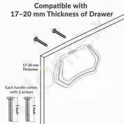 Plantex Drawer Kadi/3 Inch Chest Handle for Drawer/Rectangular Cabinet Kadi/Pull-Push Kadi for Home/Office Drawer - Pack of 6 (DTK-296, Satin White & Chrome)