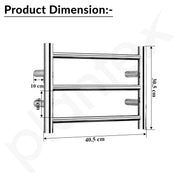 Plantex Electric Heated Towel Rail for Bathroom/3-Bar Wall Mounted Towel Warmer/304 Grade Stainless Steel Towel Bar/Fast Heating & Rust Proof - Pack of 1 (Chrome, 400mm X 300mm)
