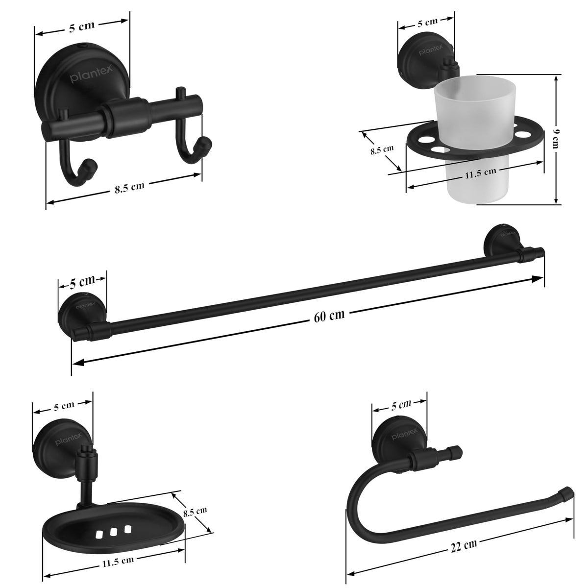 Plantex 304 Grade Stainless Steel Bathroom Accessories Set of 5 - Towel ...