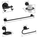 Plantex 304 Grade Stainless Steel Bathroom Accessories Set of 5 - Towel Rod/Hand Napkin Hanger for Wash Basin/Soap Case/Toothbrush Holder/Robe Hook - Niko (Black)