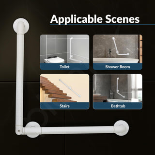 Plantex Stainless Steel Grab Bar/Wall Mounted Safety L Shaped Grab Bar for Bathroom/Grabbars for Toilet Senior Citizens - Pack of 1 (White)