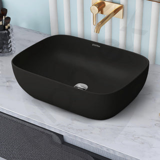 Plantex Wash Basin for Bathroom/Ceramic Basin/Rectangle Tabletop Basin/Wash Basin for Home/Restaurant - (3064, Charcoal Black)