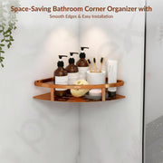 Plantex 304 Stainless Steel Corner/Bathroom Shelf/Kitchen Shelf/Wall Mount - Pack of 2 (PVD Rose Gold,9x9 Inches)