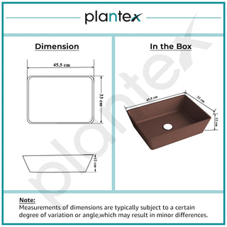 Plantex Granite Quartz Counter Top WashBasin/Rectangle Tabletop Wash Basin/Vessel Sink Wash Basin Over Counter for Home/Restaurant (Brown - 18 x 13 x 5 Inch)