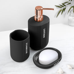 Plantex Ceramic Bathroom Set - Soap Holder for Bathroom/Liquid Soap Dispenser/Tumbler Holder/Toothbrush Holder - 3 Pcs Set